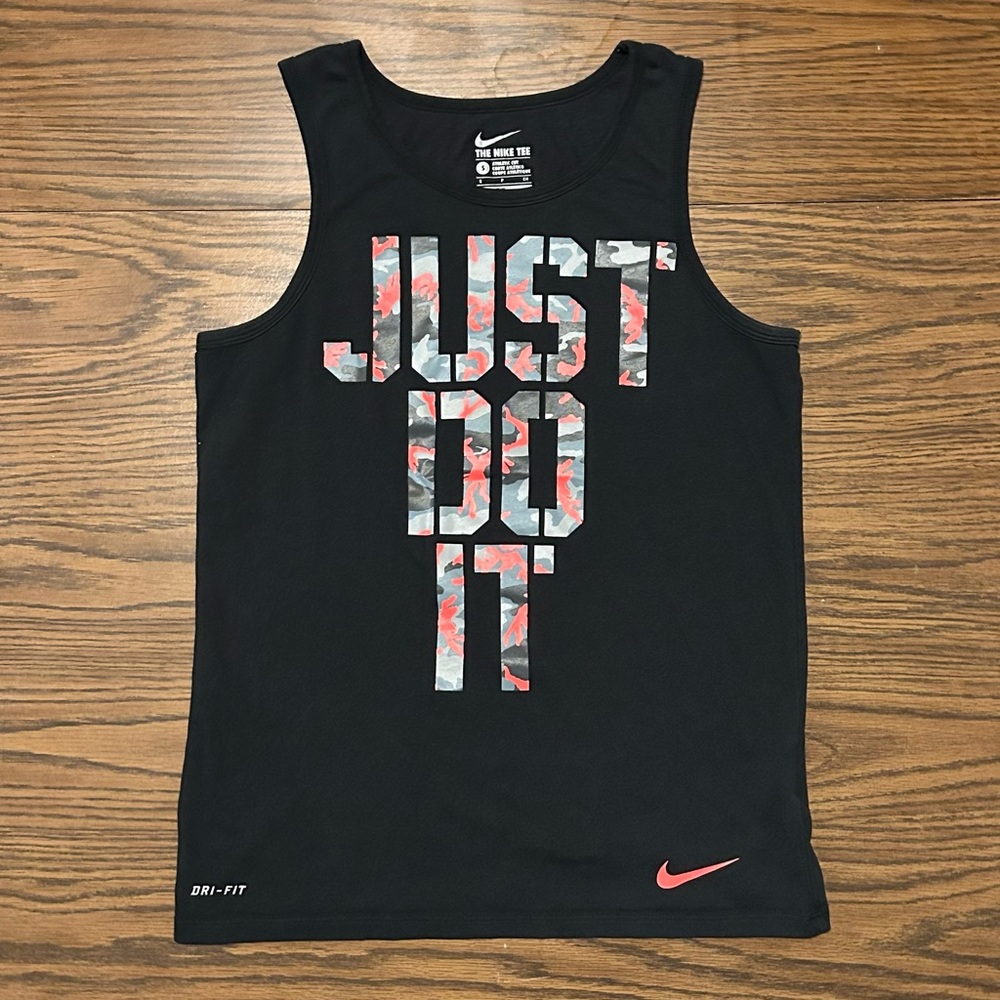 Nike Black and Pink Camo Print Tank Top